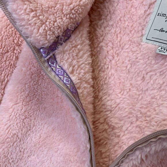 Simply Southern Simply Classic Pink Fleece Quarter Zip Pullover XXL - Picture 7 of 11